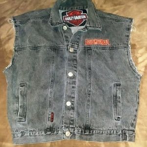 Vintage Gray Harley Logo Button Sleeveless Vest
